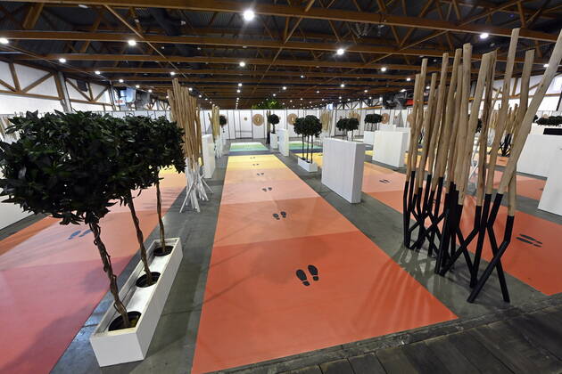 Illustration shows the Brussels Expo exposition halls at the Heizel-Heysel site, one of the locations where a vaccination village is installed in the Brussels region, Monday 08 February 2021.  ERICxLALMAND 2640284