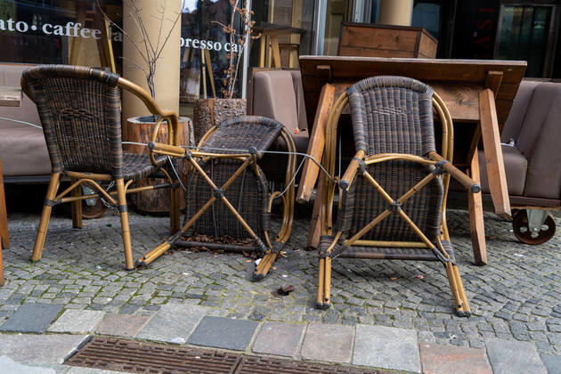 Szenen aus der Hansestadt Rostock während des Corona-lockdowns im Februer 2021;Szenen aus der Hansestadt Rostock während des Corona-lockdowns im Februer 2021, Rostock Mecklenburg-Vorpommern Deutschland Innenstadt