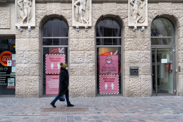 Szenen aus der Hansestadt Rostock während des Corona-lockdowns im Februer 2021;Szenen aus der Hansestadt Rostock während des Corona-lockdowns im Februer 2021, Rostock Mecklenburg-Vorpommern Deutschland Innenstadt