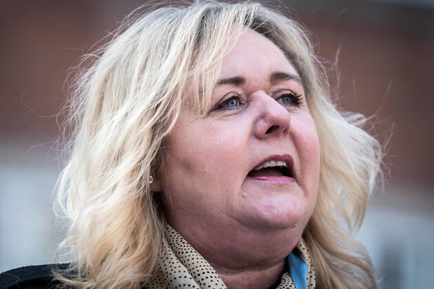 Mona Juul (C) under dagens pressemoede. Erhvervsminister Simon Kollerup (S) praesenterer en ny politisk aftale om yderligere forbedringer af hjaelpepakker i Erhvervsministeriet, tirsdag den 9. februar 2021.. , Copenhagen Denmark Copyright: RitzauxScanpix EmilxHelmsx cop108 spdk20210209-120742-L