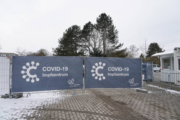 Eingang zum Impfzentrum - Gross-Gerau 09.02.2021: Start des Impfzentrums Groß-Gerau