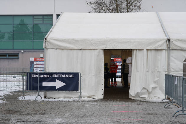 Eingang zum Impfzentrum - Gross-Gerau 09.02.2021: Start des Impfzentrums Groß-Gerau