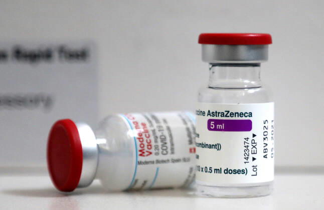 CROATIA COVID-19 VACCINE A vials of the Moderna COVID-19 and Oxford-AstraZeneca COVID-19 vaccine is pictured at the Retirement home in Sibenik, Croatia on February 09, 2021. DuskoxJaramaz PIXSELL