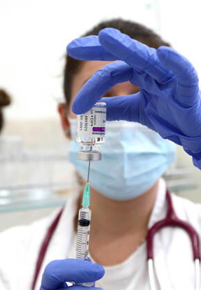 CROATIA COVID-19 VACCINE A medical personel fills a syringe with the COVID-19 AstraZeneca vaccine at the Retirement home in Sibenik, Croatia on February 09, 2021. DuskoxJaramaz PIXSELL