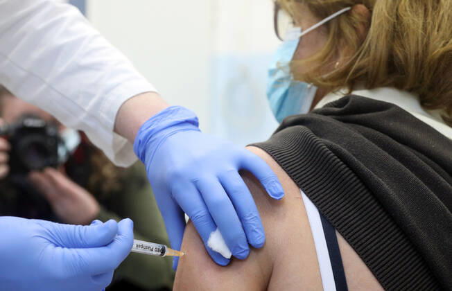 CROATIA COVID-19 VACCINE A medical worker administers a vaccination against the coronavirus disease (COVID-19) with the COVID-19 AstraZeneca vaccine at the Retirement home in Sibenik, Croatia on February 09, 2021. DuskoxJaramaz PIXSELL