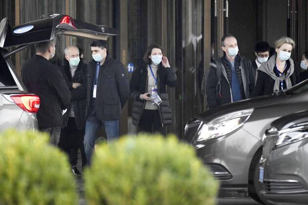 WHO team s departure after Wuhan mission Members of a World Health Organization team leave their hotel for the airport at the end of their mission to investigate the origins of the coronavirus pandemic in Wuhan, China, on Feb. 10, 2021. 
