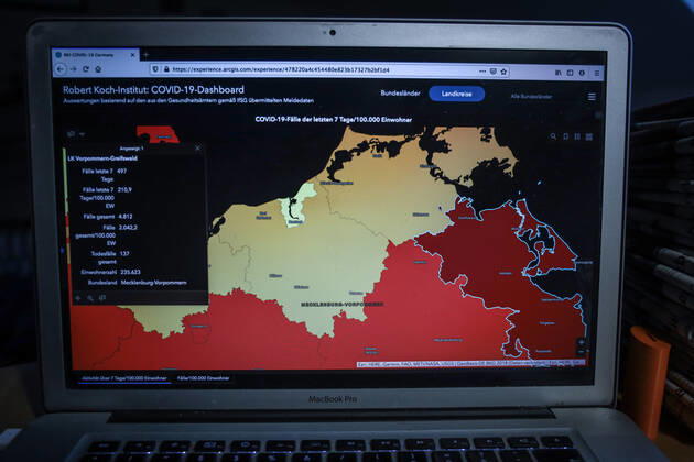 Coronavirus in Deutschland - Covid-19-Dashboard des Robert Koch-Institut DEU, Deutschland, Mecklenburg-Vorpommern, 11.02.2021: Die 7-Tage-Inzidenz (Fälle letzte 7 Tage 100.000 EW) für das gesamte Bundesland beträgt 70,9