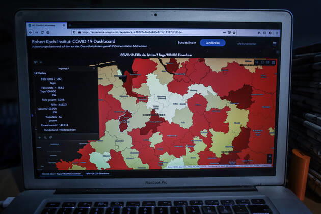 Coronavirus in Deutschland - Covid-19-Dashboard des Robert Koch-Institut DEU, Deutschland, Niedersachsen, 11.02.2021: Die 7-Tage-Inzidenz (Fälle letzte 7 Tage 100.000 EW) für das gesamte Bundesland beträgt 58,9