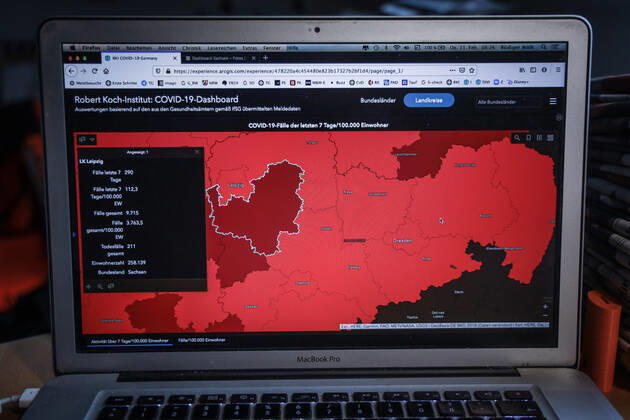 Coronavirus in Deutschland - Covid-19-Dashboard des Robert Koch-Institut DEU, Deutschland, Sachsen, 11.02.2021: Die 7-Tage-Inzidenz (Fälle letzte 7 Tage 100.000 EW) für das gesamte Bundesland beträgt 74,5