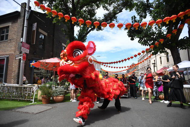 CHINESE NEW YEAR SYDNEY, A Traditional lion dance troupe as part of the Chinese New year in Sydney, Friday, February 12, 2021. ( NO ARCHIVING, EDITORIAL USE ONLY, NO USE IN BOOKS WITHOUT CONSENT SYDNEY NSW AUSTRALIA  Copyright: xJOELxCARRETTx 20210212001520041810