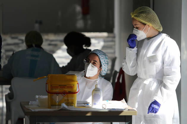 February 12, 2021: February 12, 2021 (Ronda,Malaga) The Andalusian Health Service (SAS) has started this Friday in Ronda the massive vaccination against the coronavirus in over 80 years. Those with mobility problems with the first dose of Pfizer vaccine are being given the dose in vehicles to the population over the age of 80. - ZUMAc161 20210212_zap_c161_026 Copyright: xLorenzoxCarnerox