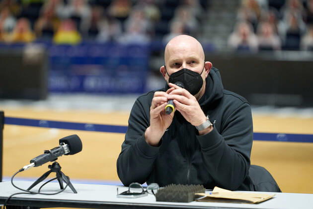 Braunschweig Kulturzug - Demonstration - mit Abstand und Maske!, Demonstration, Braunschweig, 14.02.2021 Initiator Dirk Woehler bei der Pressekonferenz vor Beginn Kulturzug - Demonstration - mit Abstand und Maske! Copyright: xDanielxReinelt xEibner-Pressefotox EP_drt