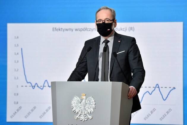 15.02.2021 WARSZAWA KONFERENCJA MINISTRA ZDROWIA DOTYCZACA SYTUACJI EPIDEMIOLOGICZNEJ I NAJAZDU TURYSTOW DO ZAKOPANEGO N Z ADAM NIEDZIELSKI MINISTER ZDROWIA FOT DAMIAN BURZYKOWSKI NEWSPIX.PL --- Newspix.pl Minister Adam Niedzielski s conference after the events in Zakopane, crowds of tourists did not follow the recommendations related to the epidemic. They did not wear masks, they did not maintain a social distance.  DB150221_016