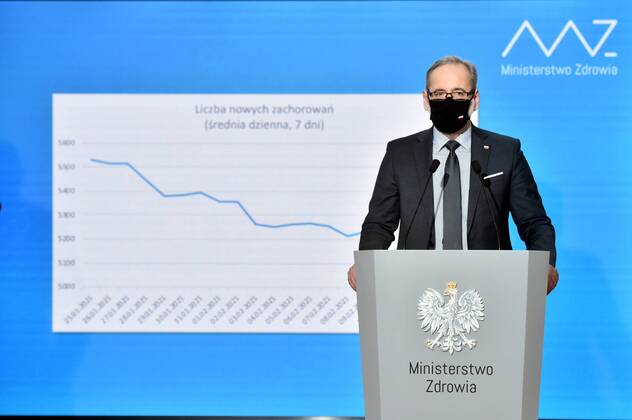 15.02.2021 WARSZAWA KONFERENCJA MINISTRA ZDROWIA DOTYCZACA SYTUACJI EPIDEMIOLOGICZNEJ I NAJAZDU TURYSTOW DO ZAKOPANEGO N Z ADAM NIEDZIELSKI MINISTER ZDROWIA FOT DAMIAN BURZYKOWSKI NEWSPIX.PL --- Newspix.pl Minister Adam Niedzielski s conference after the events in Zakopane, crowds of tourists did not follow the recommendations related to the epidemic. They did not wear masks, they did not maintain a social distance.  DB150221_021