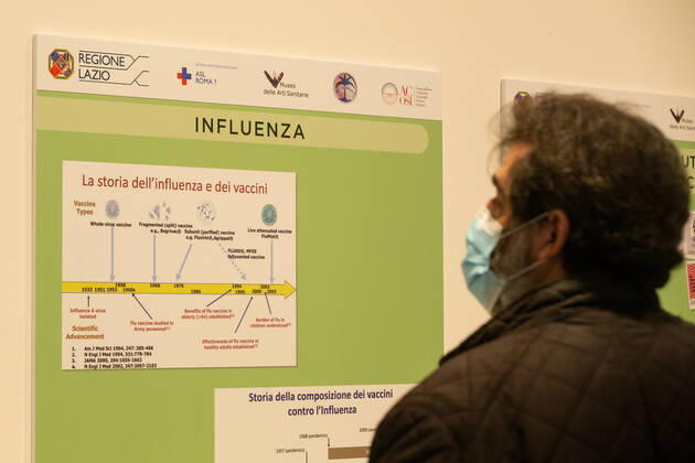 Italy: New area for anti-Covid vaccination in Rome A gentleman looks at the exhibition dedicated to the history of vaccinations Rome Italy Copyright: MatteoxNardone