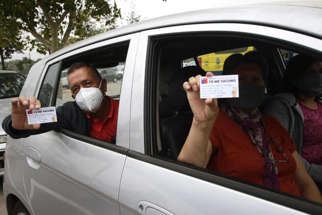 Punta Arenas, February 15, 2021 Authorities inaugurate a new vaccination point in the parking lot of the National Stadium Javier Salvo Aton Chile, Santiago Chile Aton Chile 489121  Copyright: JAVIERxSALVO ATONCHILE