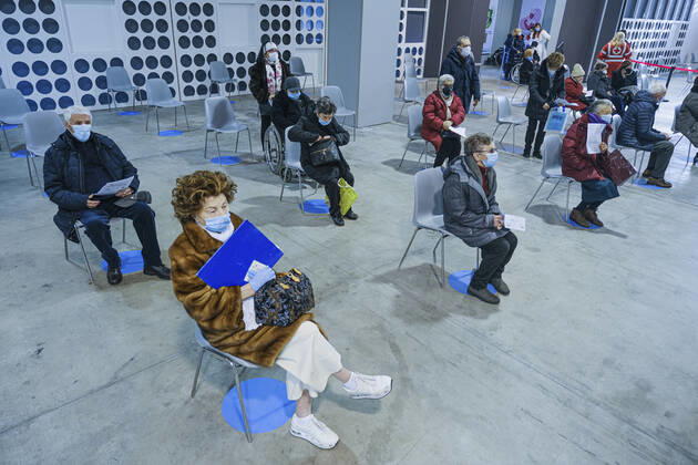 Padua - First vaccinations against Covid19 with the Pfizer-BioNTech vaccine for the elderly over 80 at the Padua Fair in via Tommaseo Editorial Usage Only  Copyright: xRobertoxSilvinox xIPAx