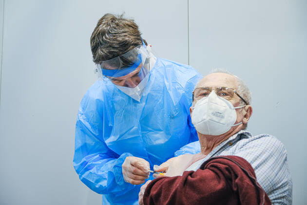 Padua - First vaccinations against Covid19 with the Pfizer-BioNTech vaccine for the elderly over 80 at the Padua Fair in via Tommaseo Editorial Usage Only  Copyright: xRobertoxSilvinox xIPAx