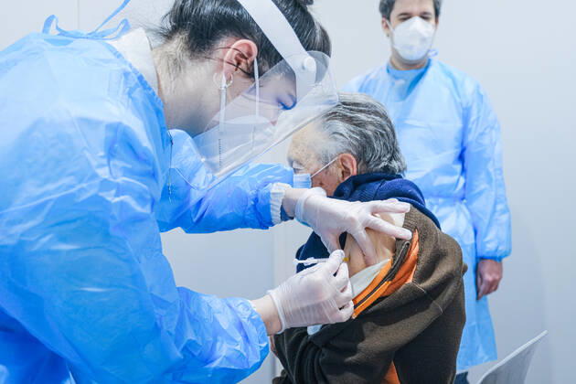 Padua - First vaccinations against Covid19 with the Pfizer-BioNTech vaccine for the elderly over 80 at the Padua Fair in via Tommaseo Editorial Usage Only  Copyright: xRobertoxSilvinox xIPAx