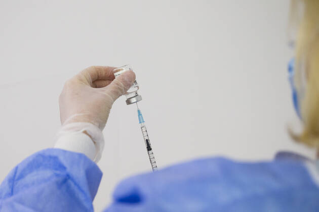 February 15, 2021, Timisoara, Timis, Romania: Nurse prepairs anti-COVID-19 vaccine, prodused by ASTRAZENECA, at a newly opened vaccination center in Timisoara. Timisoara Romania - ZUMAp180 20210215_zip_p180_004 Copyright: xCornelxPutanx
