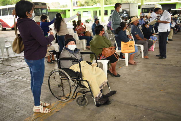 February 15, 2021: Adults over 60 years of age receive the first dose of the COVID-19 vaccine in the population of Puente Nacional , one of the most vulnerable in the state - ZUMAqp1_ 20210215_zip_qp1_015 Copyright: xHectorxAdolfoxQuintanarxPerezx