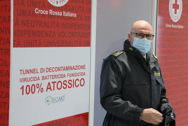 Fiumicino (Rome), Anti Covid vaccinations for law enforcement agencies under the age of 55, in the Fiumicino Mega Hub in Rome Pictured:  Copyright: xPieroxTenaglix xIPAx xPieroxTenaglix