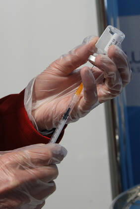 Fiumicino (Rome), Anti Covid vaccinations for law enforcement agencies under the age of 55, in the Fiumicino Mega Hub in Rome Pictured:  Copyright: xPieroxTenaglix xIPAx xPieroxTenaglix