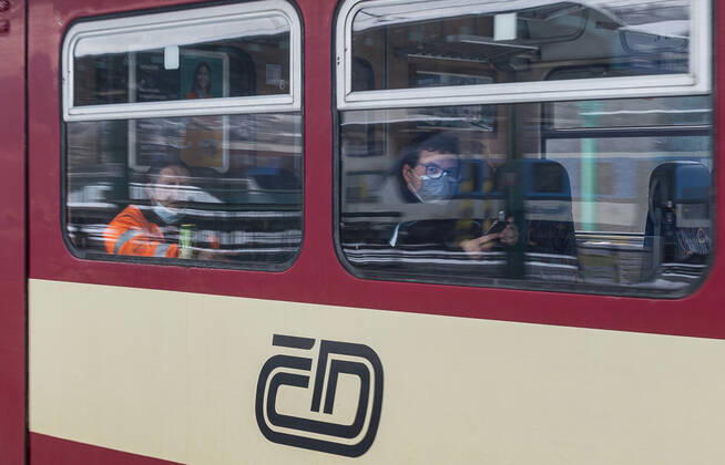 Czech national railway carrier Ceske drahy (CD) will suspend the operation of all trains between Czechia and Germany in both directions as of Sunday due to the anti-epidemic measures. Pictured train of CD in Railway station in Decin, Czech Republic, February 17, 2021. (CTKxPhoto OndrejxHajek) CTKPhotoP202102170550401  HAJ 01