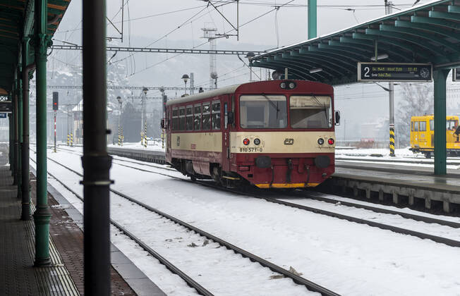 Czech national railway carrier Ceske drahy (CD) will suspend the operation of all trains between Czechia and Germany in both directions as of Sunday due to the anti-epidemic measures. Pictured train of CD in Railway station in Decin, Czech Republic, February 17, 2021. (CTKxPhoto OndrejxHajek) CTKPhotoP202102170551101  HAJ 07 K