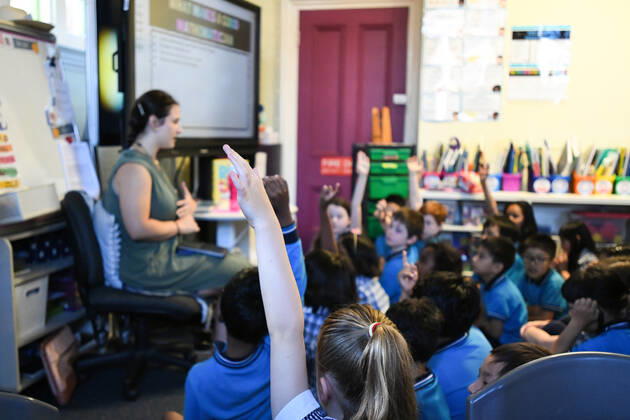 VICTORIA CORONAVIRUS COVID19, Students are seen in a class at Carlton Gardens Primary school in Melbourne, Thursday, February 18, 2021. Victoria has recorded no new locally acquired coronavirus cases as life returns to COVID-normal after the state s five-day circuit breaker lockdown. ( NO ARCHIVING, EDITORIAL USE ONLY, NO USE IN BOOKS WITHOUT CONSENT MELBOURNE VIC AUSTRALIA  Copyright: xERIKxANDERSONx 20210218001521355163