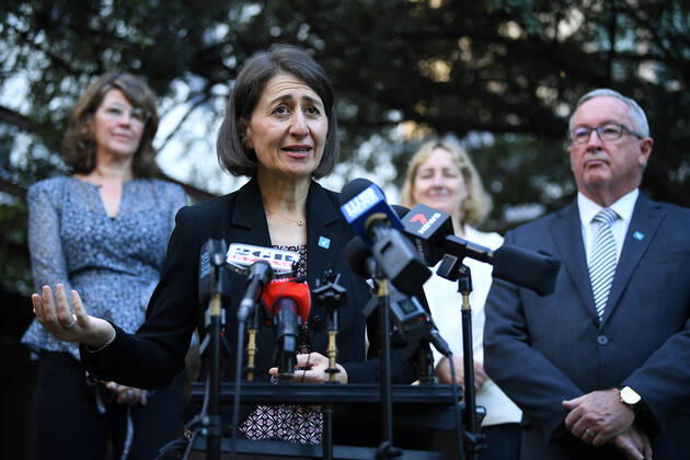 NSW COVID19 VACCINE ROLLOUT, NSW Premier Gladys Berejiklian speaks to media following the start of the COVID-19 vaccination program at Royal Prince Alfred Hospital in Sydney, Monday, February 22, 2021. ( NO ARCHIVING, EDITORIAL USE ONLY, NO USE IN BOOKS WITHOUT CONSENT SYDNEY NSW AUSTRALIA Copyright: xJOELxCARRETTx 20210222001522234744