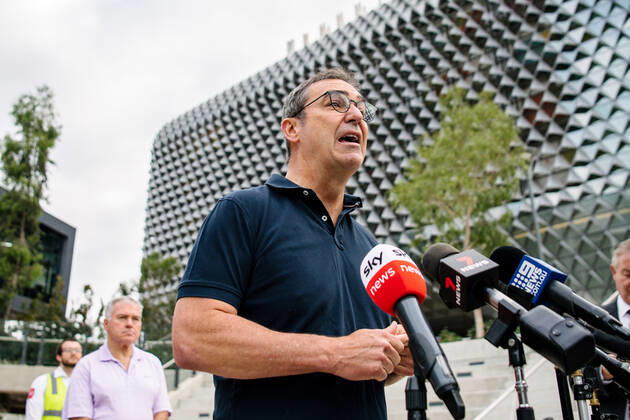 SA COVID19 VACCINE ROLLOUT, The Premier of South Australia Steven Marshall at a press conference at the Royal Adelaide Hospital in Adelaide, Monday, February 22, 2021. Australia will begin its roll out of the Pfizer coronavirus vaccine on Monday, the country s most complicated logistical exercise to date.( NO ARCHIVING, EDITORIAL USE ONLY, NO USE IN BOOKS WITHOUT CONSENT ADELAIDE SA AUSTRALIA Copyright: xMORGANxSETTEx 20210222001522247224