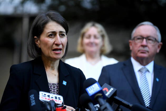 NSW COVID19 VACCINE ROLLOUT, NSW Premier Gladys Berejiklian speaks to media following the start of the COVID-19 vaccination program at Royal Prince Alfred Hospital in Sydney, Monday, February 22, 2021. ( NO ARCHIVING, EDITORIAL USE ONLY, NO USE IN BOOKS WITHOUT CONSENT SYDNEY NSW AUSTRALIA Copyright: xJOELxCARRETTx 20210222001522258664