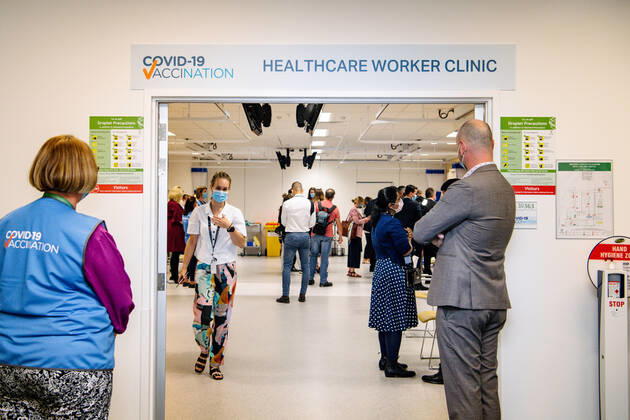 SA COVID19 VACCINE ROLLOUT, The Healthcare Worker Clinic where the Pfizer vaccine is administered at the Royal Adelaide Hospital in Adelaide, Monday, February 22, 2021. Australia will begin its roll out of the Pfizer coronavirus vaccine on Monday, the country s most complicated logistical exercise to date.( NO ARCHIVING, EDITORIAL USE ONLY, NO USE IN BOOKS WITHOUT CONSENT ADELAIDE SA AUSTRALIA  Copyright: xMORGANxSETTEx 20210222001522284364