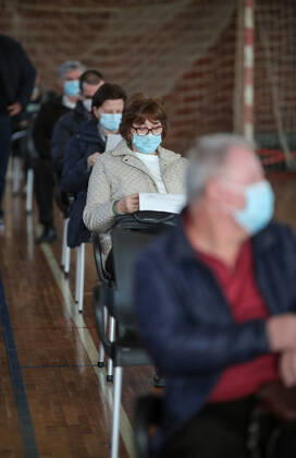 Vaccination in Zagreb, Croatia People wait to receive coronavirus disease (COVID-19) vaccine during a mass vaccination in Zagreb, Croatia on February 23, 2021. SanjinxStrukic PIXSELL