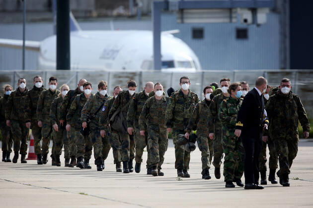 February 23, 2021, Lisbon, Portugal: German army medical experts arrives at Figo Maduro military airbase in Lisbon, Portugal on February 23, 2021. Based on a bilateral agreement, a second team of German army medical experts arrived in Portugal on Tuesday to replace the team that has been in Portugal since February 3 to assist the country in its fight against the COVID-19 pandemic. Lisbon Portugal - ZUMAf123 20210223_zap_f123_012 Copyright: xPedroxFiuzax