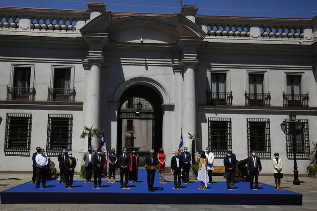 Santiago, February 23, 2021 Representatives of the Teachers Association, the Medical Association and the Ombudsmans Office for Children meet with President Sebastian Pinera to discuss the return to classes Marcelo Hernandez Aton Chile, Aton 490584 Copyright: MARCELOxHERNANDEZ ATONxCHILE