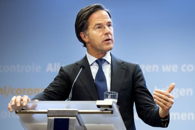 DEN HAAG - Minister-president Mark Rutte tijdens een persconferentie over de coronamaatregelen. De avondklok wordt verlengd omdat het kabinet de maatregel nodig denkt te hebben om ruimte te cre˜ren voor andere versoepelingen. ANP SEM VAN DER WAL Copyright: xHollandsexHoogtex xxANPx x428568603x