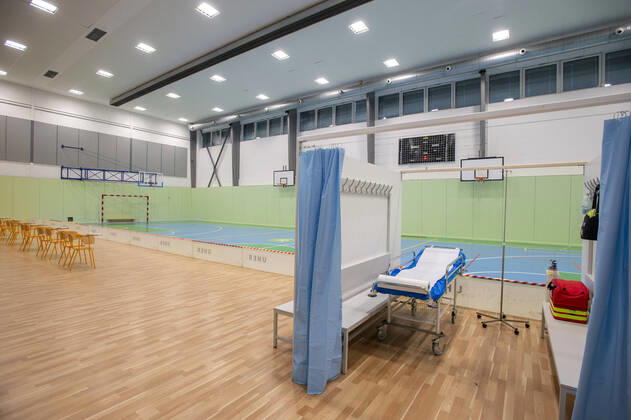 The large-capacity vaccination center against COVID-19 start trial operation on February 24, 2021, in a sports hall in Ricany, near Prague, Czech Republic. In the Czech Republic continues vaccination of seniors against coronavirus. (CTKxPhoto KaterinaxSulova) CTKPhotoP202102240399001 suk009