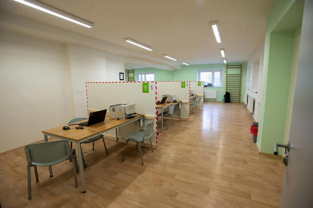 The large-capacity vaccination center against COVID-19 start trial operation on February 24, 2021, in a sports hall in Ricany, near Prague, Czech Republic. In the Czech Republic continues vaccination of seniors against coronavirus. (CTKxPhoto KaterinaxSulova) CTKPhotoP202102240398501 suk007