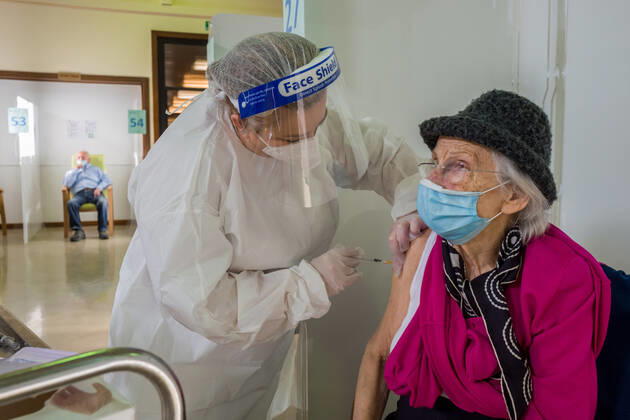 Milan. Pfizer vaccines administered at Pio Albergo Trivulzio to elderly over eighty years old I receive COVID vaccine Editorial Usage Only  Copyright: xCarloxCozzolix xIPAx