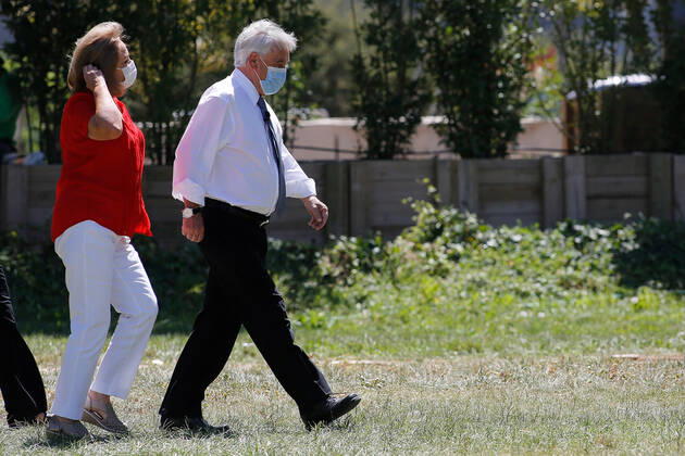 Santiago 24 febrero 2021. El Presidente de la Republica, Sebastian Pinera, junto a los ministros de Desarrollo Social, Karla Rubilar, y de Hacienda, Rodrigo Cerda, encabeza una actividad con beneficiarios del Ingreso Familiar de Emergencia y del Bono Covid. Marcelo Hernandez Aton Chile, Santiago Chile Aton_490737 Copyright: MARCELOxHERNANDEZ ATONxCHILE
