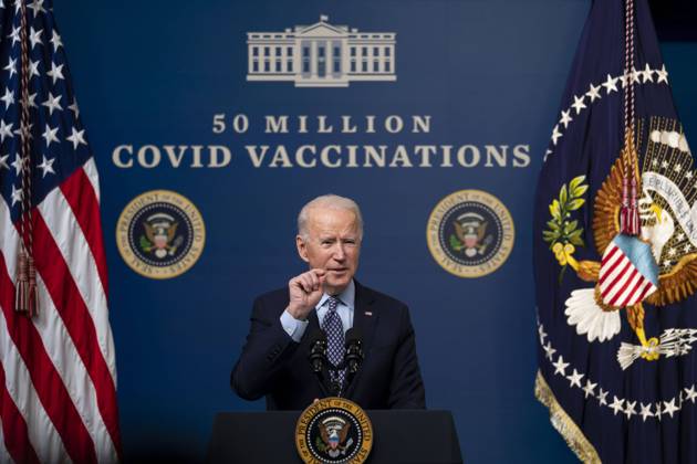 News Bilder des Tages February 25, 2021, Washington, District of Columbia, USA: President Joe Biden as he participates in an event commemorating the 50 million COVID-19 vaccine shot during a ceremony at the White House, Thursday, Feb. 25, 2021 Washington USA - ZUMAs152 20210225_zaa_s152_195 Copyright: xDougxMillsx
