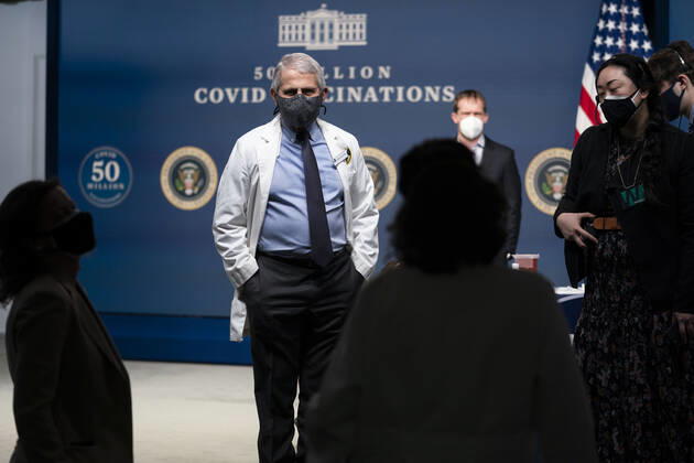 February 25, 2021, Washington, District of Columbia, USA: Dr. Anthony Fauci is seen before President Joe Biden participates in an event commemorating the 50 million COVID-19 vaccine shot during a ceremony at the White House, Thursday, Feb. 25, 2021. Ms. Bussey lives in Southeast DC. Ms. Bussey has been working ever since the pandemic Washington USA - ZUMAs152 20210225_zaa_s152_219 Copyright: xDougxMillsx