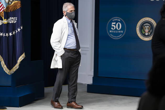 February 25, 2021, Washington, District of Columbia, USA: Dr. Anthony Fauci is seen before President Joe Biden participates in an event commemorating the 50 million COVID-19 vaccine shot during a ceremony at the White House, Thursday, Feb. 25, 2021. Ms. Bussey lives in Southeast DC. Ms. Bussey has been working ever since the pandemic Washington USA - ZUMAs152 20210225_zaa_s152_222 Copyright: xDougxMillsx