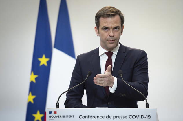 Coronavirus in Frankreich, Jean Castex und Olivier Veran Pressekonferenz in Paris Olivier Veran, ministre des solidarites et de la sante, lors de la conference de presse sur la situation de la pandemie de la Covid 19. NEWS : Conference de presse sur la situation de la pandemie de la Covid 19 - Paris - 25 02 2021 Pool Panoramic  REA_293724