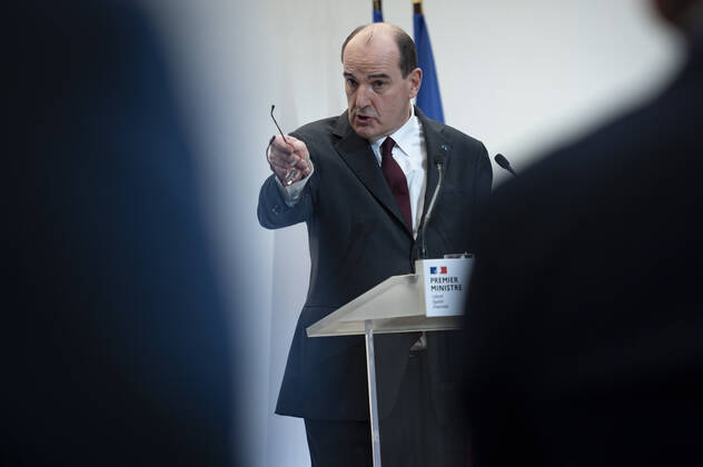Coronavirus in Frankreich, Jean Castex Pressekonferenz in Paris Jean Castex, premier ministre, donne une conference de presse sur la situation de la pandemie de la Covid 19. NEWS : Conference de presse sur la situation de la pandemie de la Covid 19 - Paris - 25 02 2021 Pool Panoramic  REA_293724