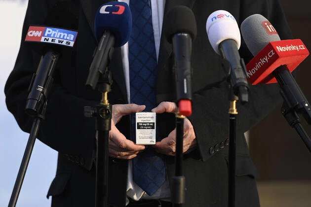 Zdenek Benes, director of the Thomayer University Hospital attends a press conference on received bamlanivimab anti-COVID drug supply, on February 26, 2021, in Prague, Czech Republic. (CTKxPhoto OndrejxDeml) CTKPhotoP202102260338001  dml 003