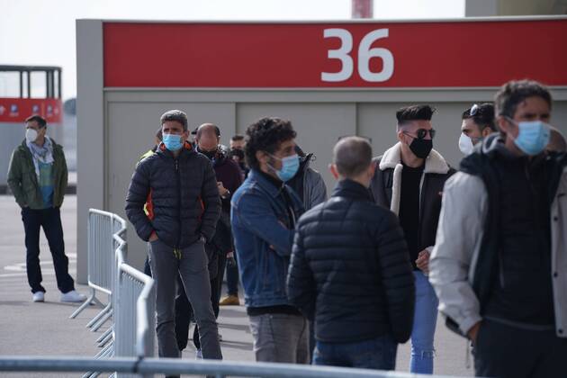 Wanda Metropolitan Stadium during the second day of a mass vaccination of Police and Firefighters with AstraZeneca vaccine against coronavirus in Madrid Cordon Press