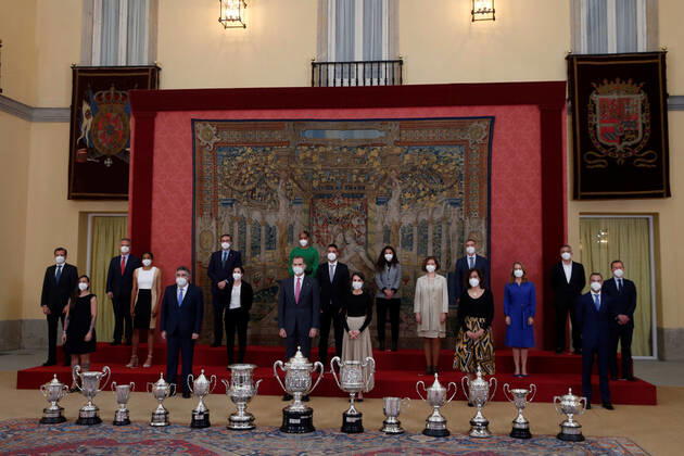 02-03-2021 Spain King Felipe and Queen Letizia during the 2018 Spanish national sports award at Pardo palace, in Madrid, Spain. Â  Copyright: xPPEx